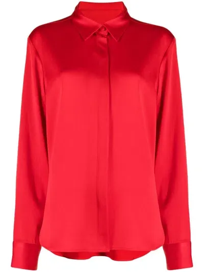 Alex Perry Harper Satin-crepe Shirt In Red