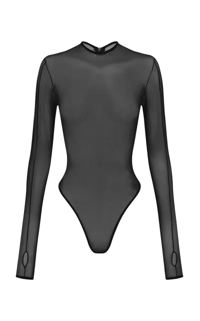 Alex Perry Sheer Mesh Bodysuit In Black