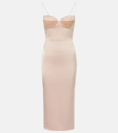 Alex Perry Sweetheart Satin Crêpe Midi Dress In Pink