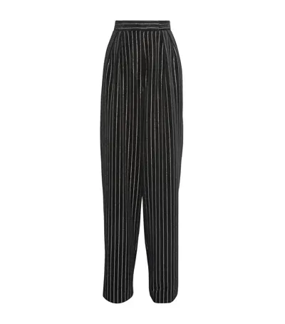 Alex Perry Velvet Embellished Tailored Trousers In Black