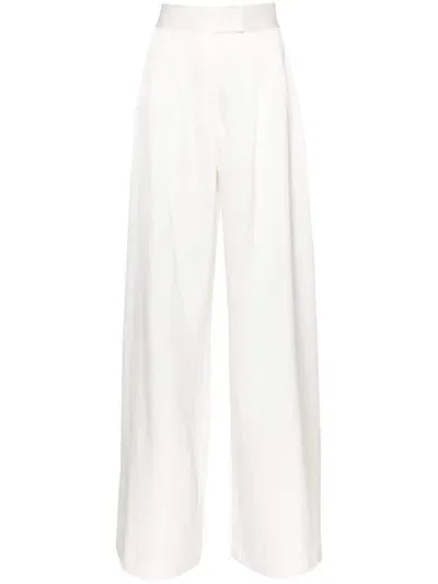 Alex Perry Wide-leg Satin Trousers In White