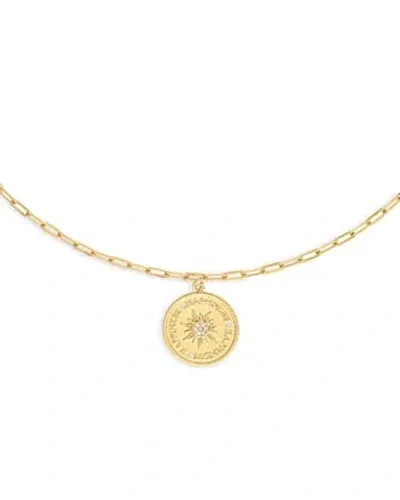 Alexa Leigh Pave Sunburst Coin Pendant Necklace, 16 In Gold