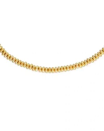 Alexa Leigh Rondelle 14k Yellow Gold Plate Brushed Bead Collar Necklace, 15