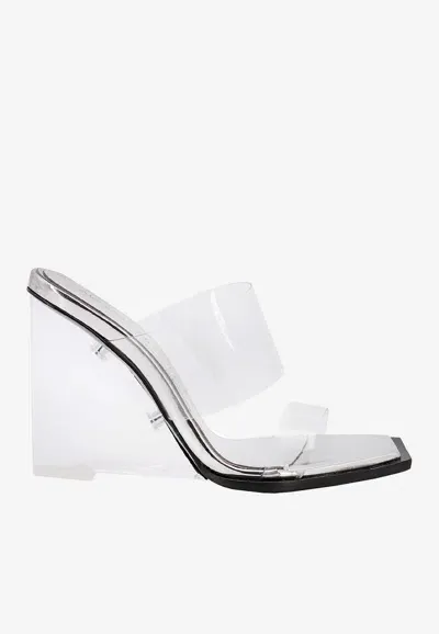 Alexander Mcqueen Shard Wedge-heel Sandals In Silver