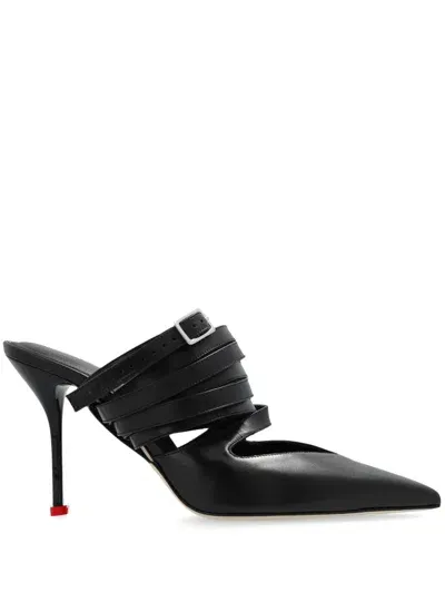 Alexander Mcqueen 95mm Leather Mules In Black