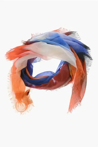 Alexander Mcqueen Acid Wash Effect Cashmere And Silk Foulard In Multi