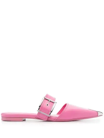 Alexander Mcqueen Alexander Mc Queen Buckled Leather Mules In Pink