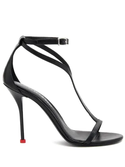 Alexander Mcqueen Alexander Mc Queen Leather Heel Sandals In Black