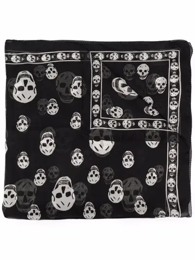 Alexander Mcqueen Alexander Mc Queen Skull Silk Scarf In Black