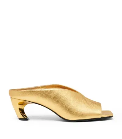 Alexander Mcqueen Armadillo Heeled Mules 55 In Gold