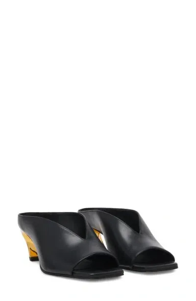 Alexander Mcqueen Armadillo Slide Sandal In Black/silver/gold