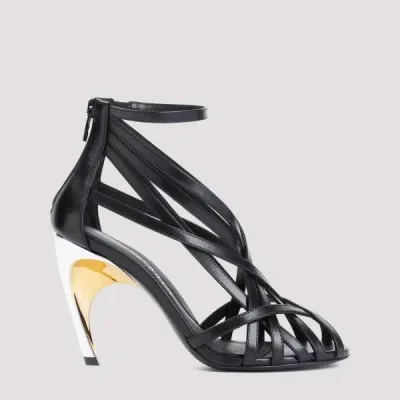 Alexander Mcqueen Armadillo Leather Sandals In Black