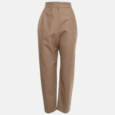 Pre-owned Alexander Mcqueen Beige Camel Hair Tapered Trousers L