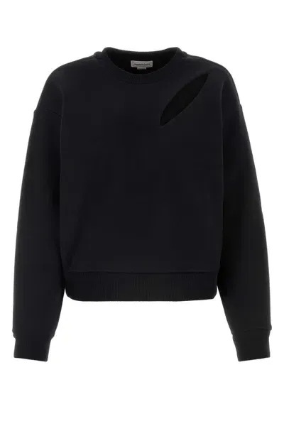 Alexander Mcqueen Knot-embellished Cotton Sweatshirt In Nero