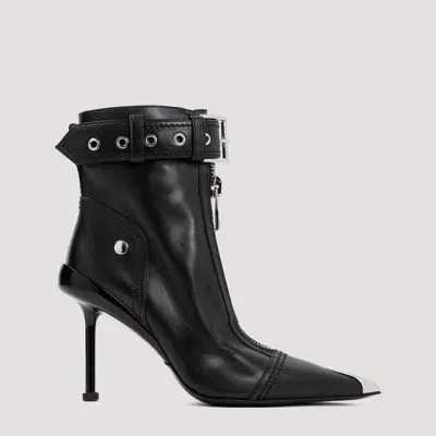 Alexander Mcqueen Black Leather Ankle Boots