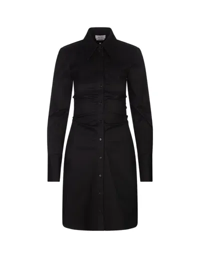 Alexander Mcqueen Black Mini Shirt Dress