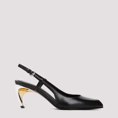 Alexander Mcqueen Armadillo Leather Slingback Pumps In Black