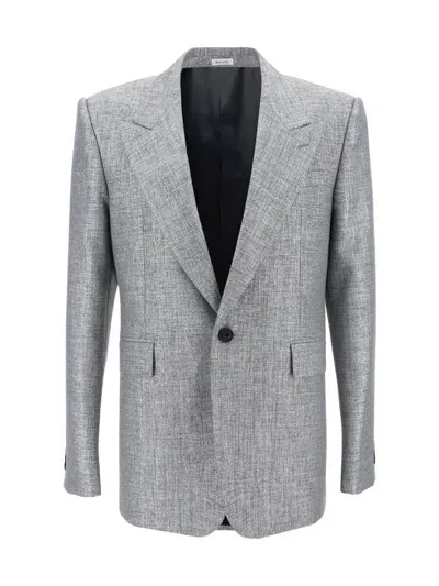 Alexander Mcqueen Blazers E Vests In Silver