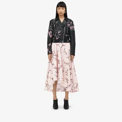 Alexander Mcqueen Blossom Asymmetric Midi Skirt In Pink