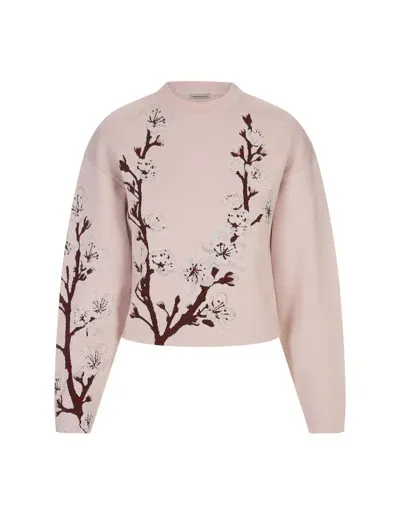 Alexander Mcqueen Blossom Cocoon Sleeve Jumper In Pink/multicolour