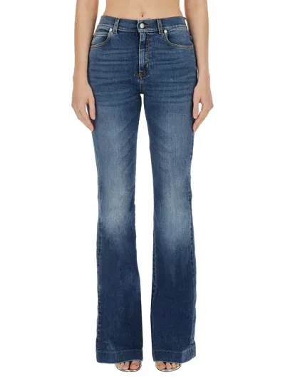 Alexander Mcqueen Bootcut Denim Pants In Multicolor