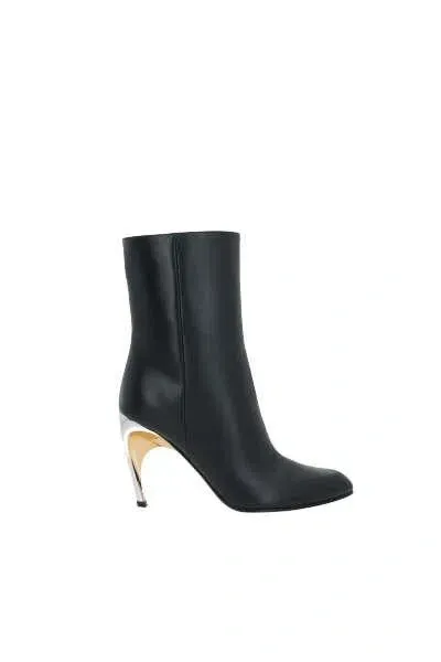 Alexander Mcqueen Boots In Black+silver+gold