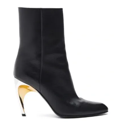 Alexander Mcqueen Armadillo 95mm Leather Ankle Boots In Black/silver/gold