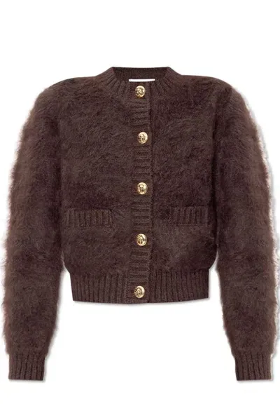 Alexander Mcqueen Brushed Knitted Button In Brown