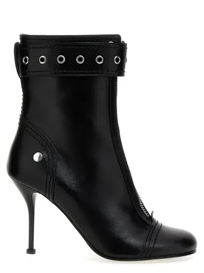 Alexander Mcqueen Buckle Ankle Boots In Black