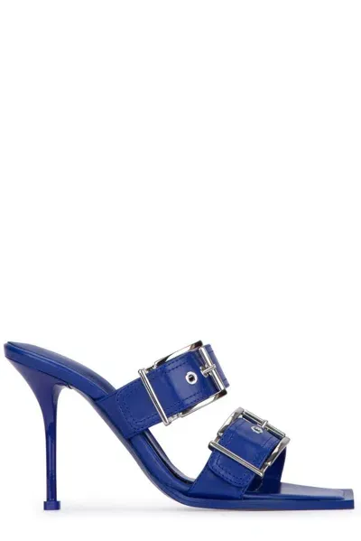 Alexander Mcqueen Buckle Detailed Heeled Sandals In Blue