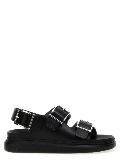 Alexander Mcqueen Buckles Leather Sandals In Black