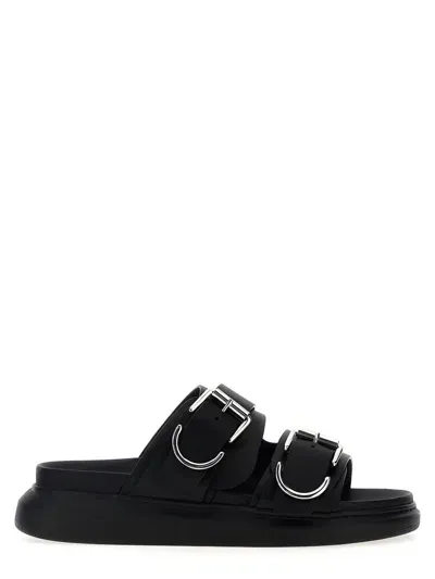 Alexander Mcqueen Buckle Sandals In Black/silver