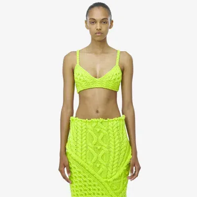 Alexander Mcqueen Cable Knit Bra In Acid Yellow