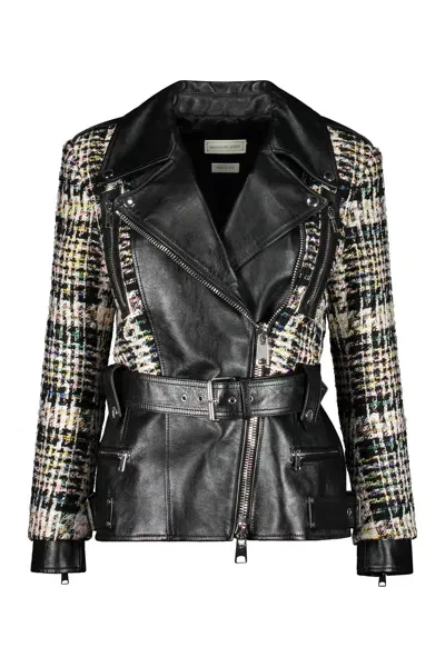 Alexander Mcqueen Calf Leather Jacket In Black