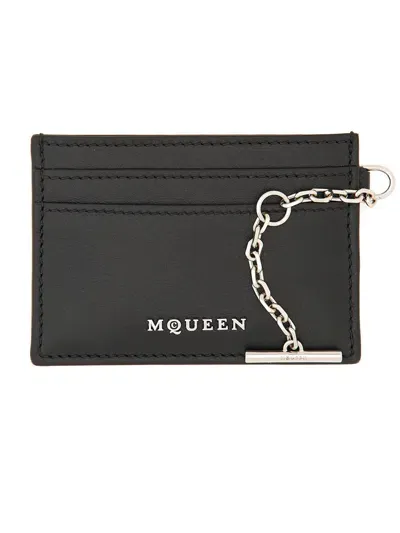 Alexander Mcqueen Card Holder "sling" In Black