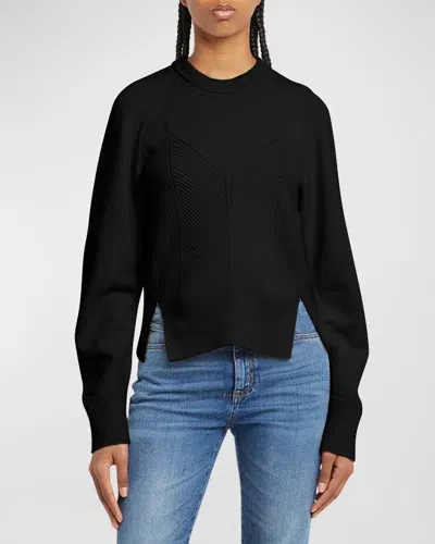 Alexander Mcqueen Cashmere-blend Corset Seam Sweater In Black