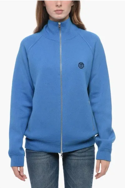 Alexander Mcqueen Cashmere Cardigan With Embroidered Logo In Blue