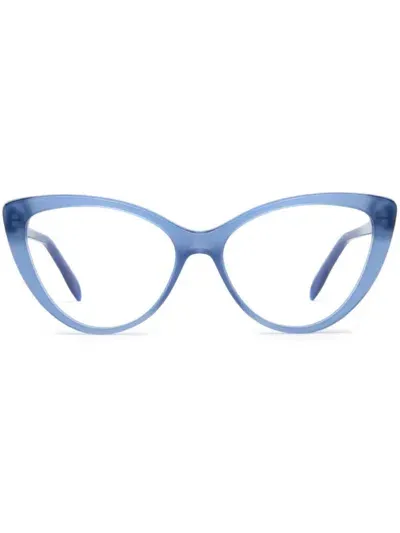 Alexander Mcqueen Cat-eye Frame Glasses In Blue