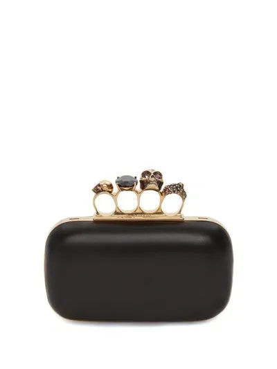 Alexander Mcqueen Clutch Knuckle With Chain Bags In Black