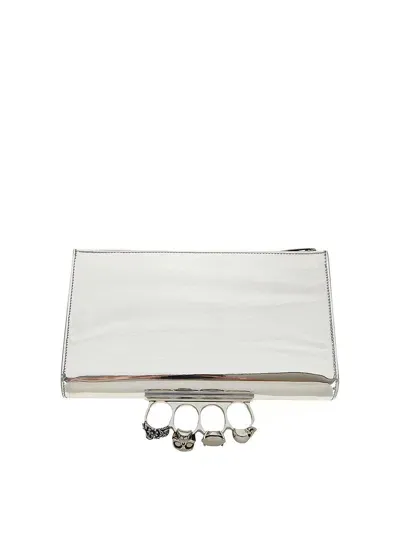 Alexander Mcqueen Clutch With Rings In Silver