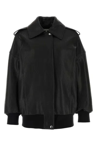 Alexander Mcqueen Black Leather Oversize Jacket