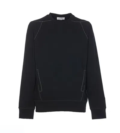 Alexander Mcqueen Contrast Stitched Jersey Sweatshirt In Negro