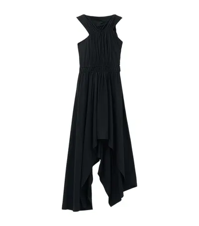 Alexander Mcqueen Cotton Asymmetric Gathered Maxi Dress In Black