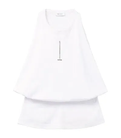 Alexander Mcqueen Cotton-blend Tiered Tank Top In Optical White