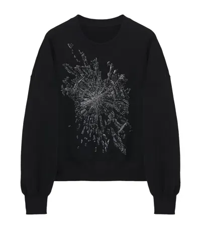 Alexander Mcqueen Cotton Embroidered Smashed Glass Sweatshirt In Black