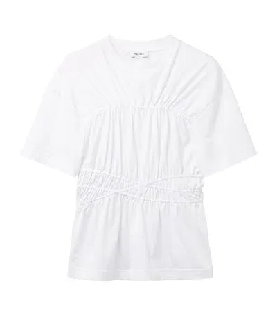 Alexander Mcqueen Gathered Cotton Jersey T-shirt In White