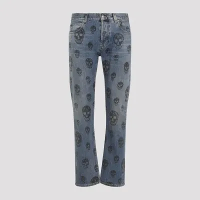 Alexander Mcqueen Straight-leg Printed Jeans In Blue