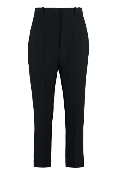 Alexander Mcqueen Crepe Pants With Straight Legs In Nero