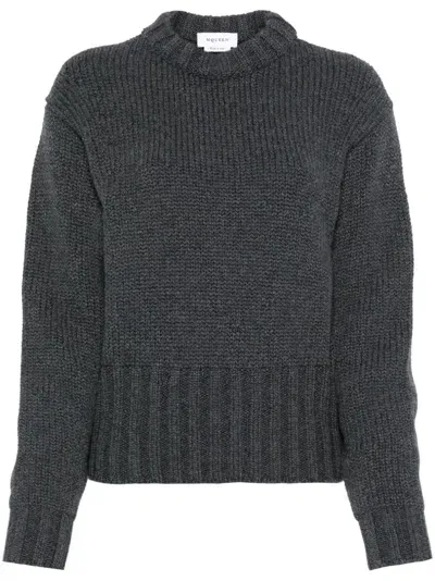 Alexander Mcqueen Crew-neck Sweater In 1015 - Grey Melange