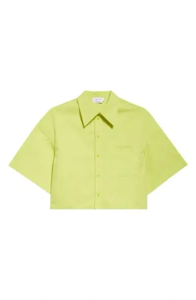 Alexander Mcqueen Crop Boxy Button-up Shirt In Acid Yellow